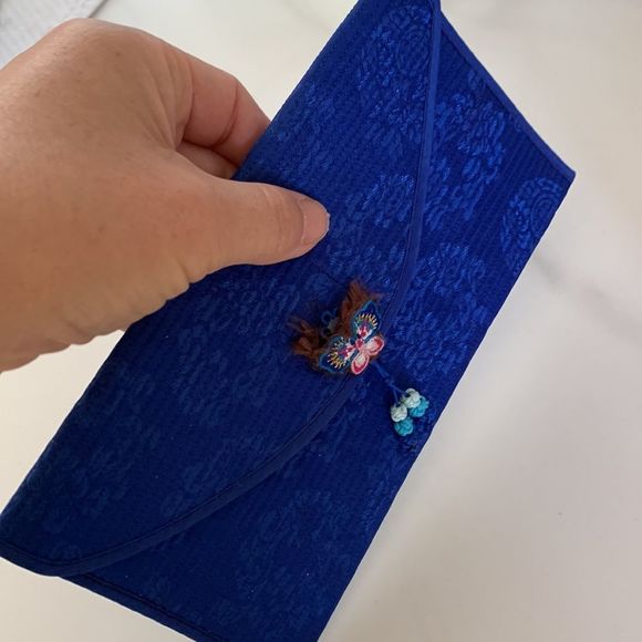 Royal blue Asian print wallet - Picture 7 of 8
